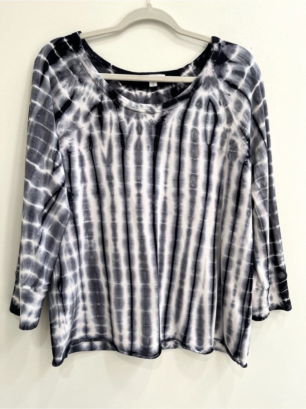 Standard James Perse Navy Blue White Tie Dye Sweatshirt Top Crewneck 3 Large